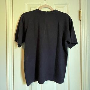 ANDREA FENZI Elegant Navy sweater Blouse with zipper back